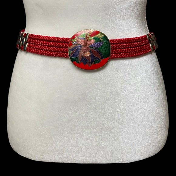 Vintage Yen China House Braided Rope Enamel Buckle Red main image 6